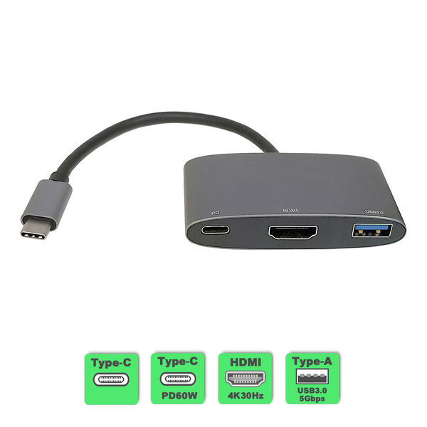 Vodaview　USB(Type-C)マルチDockアダプタ USB(C_Ver3.1)→HDMI+USB(A/C)　VV-USCHD-DOCK-DO-2