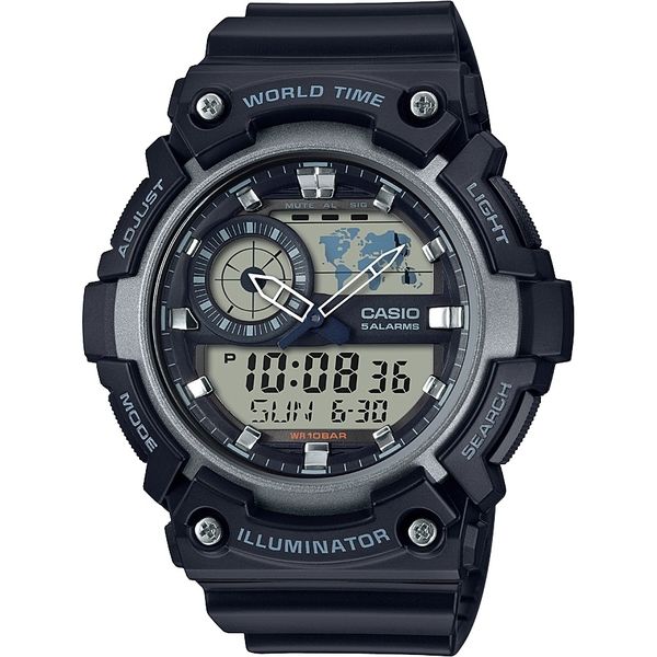 CASIO（カシオ） 腕時計 スタンダードウォッチ ワールドタイム ブラック AEQ-200W-1AJF 1個（取寄品）