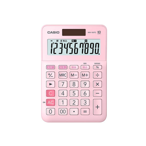 カシオ計算機 W税計算 小型（ミニジャスト）ピンク MW-100TC-PK-N 1 