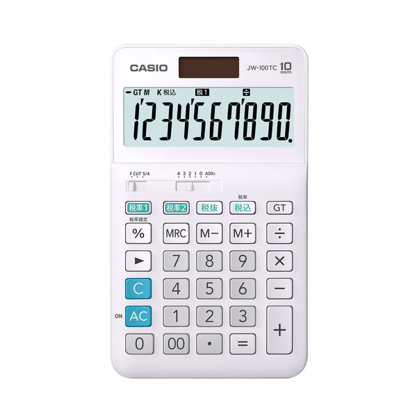 カシオ計算機 W税計算 中型（ジャストサイズ 10桁）JW-100TC-N 1セット（3個入）