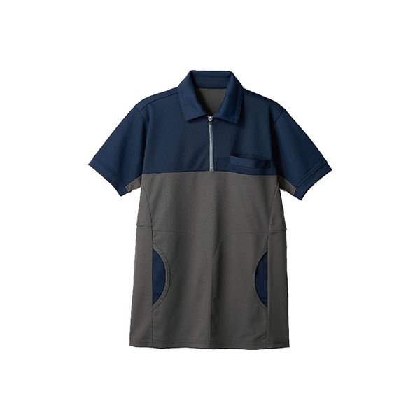 住商モンブラン ポロシャツ 兼用 半袖 ネイビー×チャコールグレー72-480_SS（直送品）