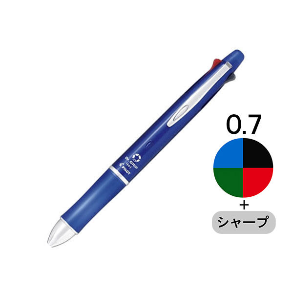 多機能ボールペン　ドクターグリップ4+1　0.7mm　ブルー軸　青　4色+シャープ　PBKHDF1SFNL　パイロット