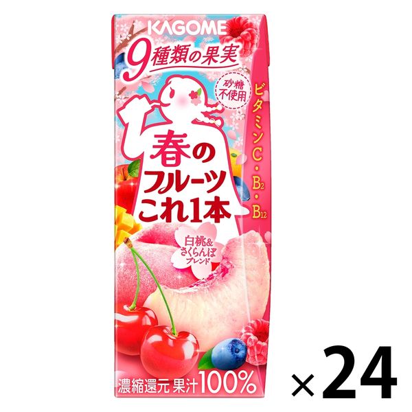 カゴメ 春のフルーツこれ一本 白桃＆さくらんぼブレンド 200ml 1