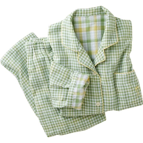 セシール シャツパジャマ F（緑系：ギンガムチェック） M NW-205（取寄品）