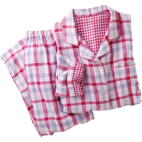 セシール シャツパジャマ A（ピンク系×青系：チェック） LL NW-205（取寄品）