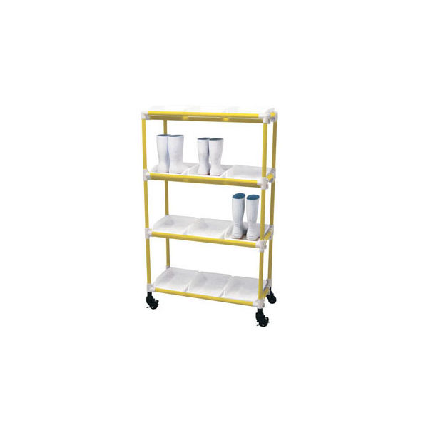 遠藤商事 抗菌イレクター 長靴ラック キャスター 4列4段 16人用 イエロー 62-6626-61 1台（直送品）