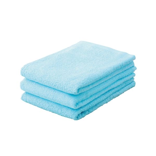 ケアファッション バスタオル(3枚組) ブルー 約60×120cm 39013-21 1組(3枚) 61-7385-60（直送品）