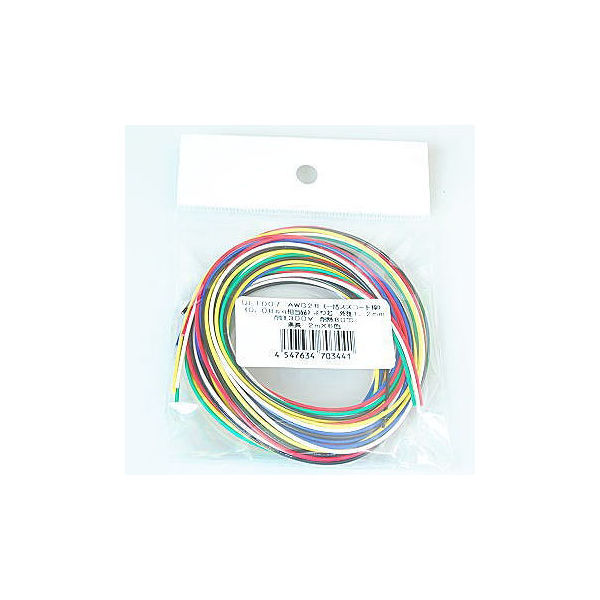 UL1007電線 AWG28 一括スズコート 1.2mm 2m（±2％）×6色 SN-UL1007AWG28-2X6 63-3139-20（直送品）