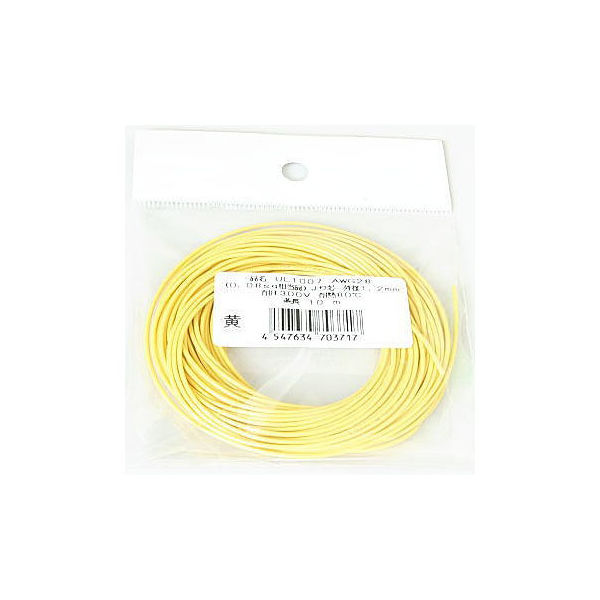 サンコー電商 UL1007電線 黄 AWG28 1.2mm 10m(±2%) UL1007キAWG28L10 1袋 63-3139-32（直送品）