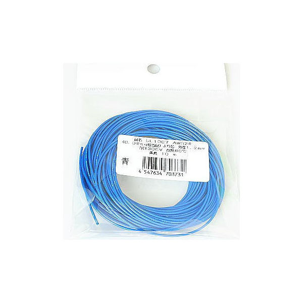 サンコー電商 UL1007電線 青 AWG28 1.2mm 10m(±2%) UL1007アオAWG28L10 1袋 63-3139-34（直送品）