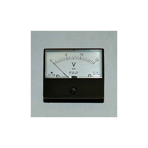 富士計測器 パネルメーター アナログ電圧計 DC15V FA38BDC15V 1個 63-3173-40（直送品）