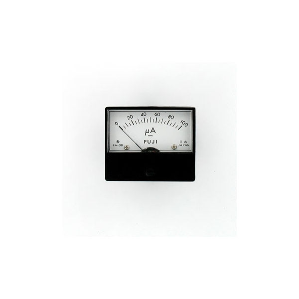 富士計測器 パネルメーター アナログ電流計 DC100uA FA38BDC100uA 1個 63-3173-25（直送品）