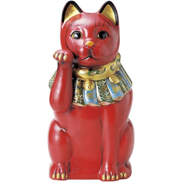 瀬戸焼 招き猫 古色大正猫（特大）赤（病気封じ）（長寿） （1個入）（直送品）