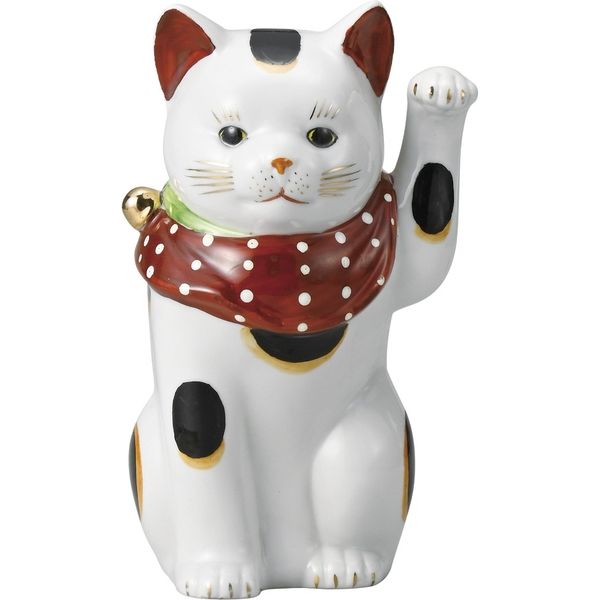 瀬戸焼 招き猫 瀬戸焼 招き猫 瀬戸物 染付 陶磁器 福招き 高さ約25.5cm 金襴