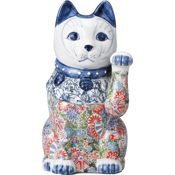 【瀬戸焼】友禅磁器招き猫　小　(左右セット) 瀬戸焼】友禅磁器招き猫 小 (左右セット)