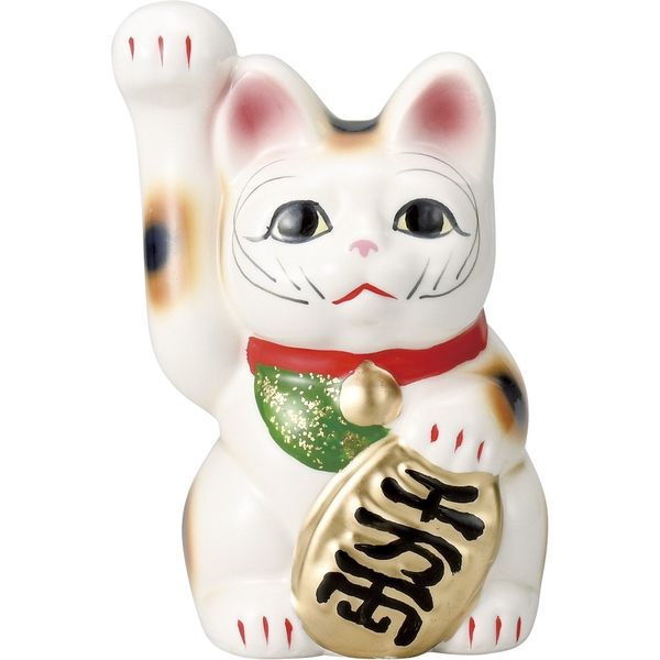 招き猫 千万両手長白猫（右） （3個入）（直送品）