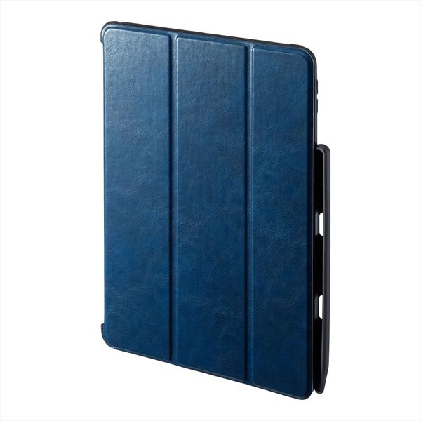 サンワサプライ iPad 10.2インチ Apple Pencil収納ポケット付きケース ブルー PDA-IPAD1614BL（直送品）