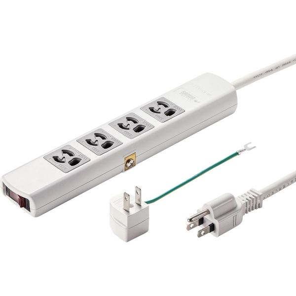 延長コード 電源タップ 5m 3P（ピン） 4個口 スイッチ ライトグレー TAP-SP34MG-5 サンワサプライ 1個（直送品）