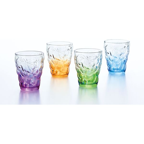 石塚硝子 ぶどうのグラス4Colorセット S-6118 1箱（各1個×4入）（取寄品） - アスクル