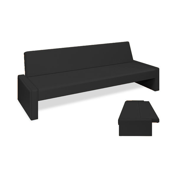 高田ベッド製作所 ベンチベッドSD 座幅50(全幅91)×長さ196(座面180)×座高39(全高77)cm 黒 TB-875 1台（直送品）