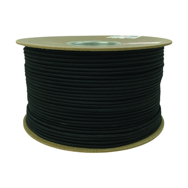 ユタカメイク タイトゴムロープドラム巻 4.5mm×200m ブラック PRT-20 1巻 161-3336（直送品）