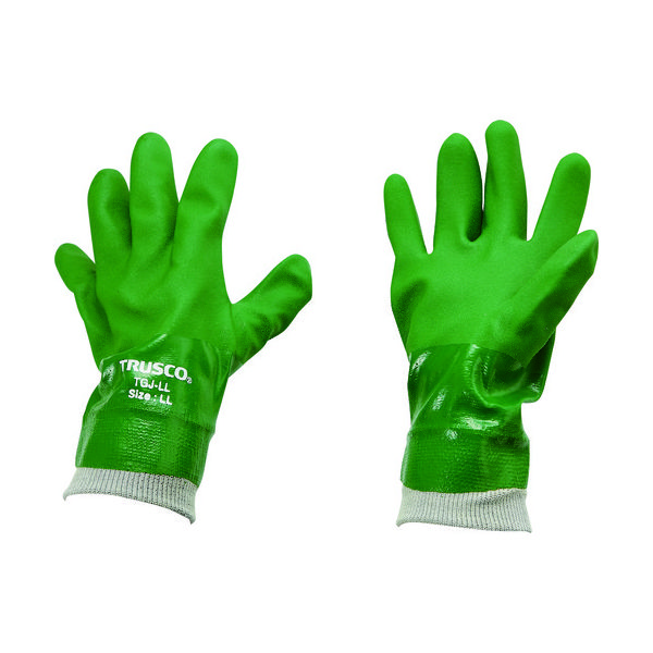 トラスコ中山 TRUSCO 袖口ジャージ付塩化ビニール手袋 LLサイズ TGJ-LL 1双 149-7711（直送品）