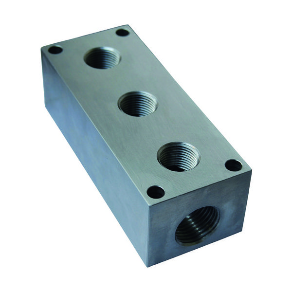 ヒルトライン ステンレス製クーラントホース(1/2ホースシステム)用マニホールドブロック 38PT VB-3-38-PT 1個（直送品）