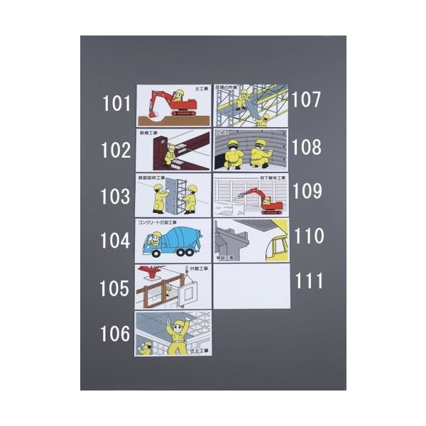 エスコ 88x137mm 作業予定マグネット板(足場の作業) EA983BR-107 1セット(10枚)（直送品）
