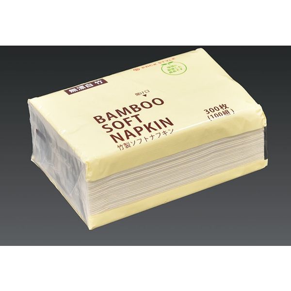 パックスタイル　ＢＢ竹バガス ソフトナフキン ３００枚(３枚重ｘ１００組)/袋　ケース１０８袋入（直送品）
