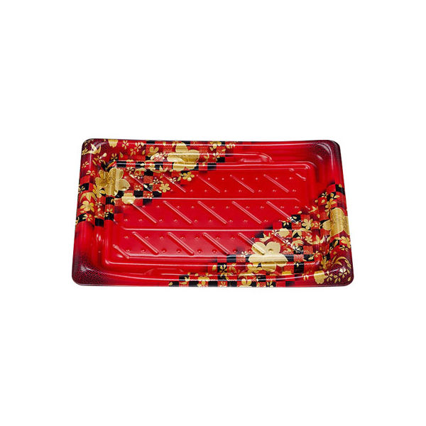 寿司容器 SFうま皿36 花雅赤本体 0276936002315 400枚（50×8） シーピー化成（直送品）