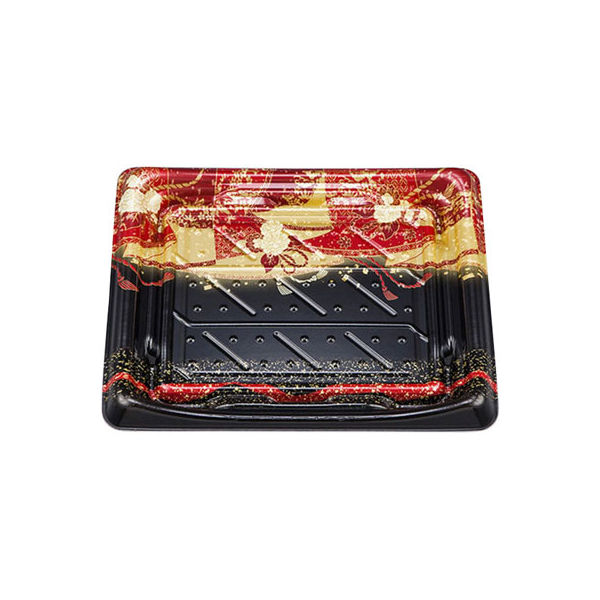 寿司容器 SFうま皿34 優赤本体 0276934007085 600枚（50×12） シーピー化成（直送品）