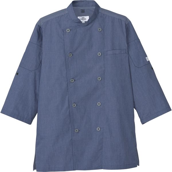 チトセ コックシャツ（七分袖） 兼用 杢ブルー 4L AS-8610（取寄品）