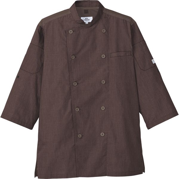 チトセ コックシャツ（七分袖） 兼用 杢ブラウン M AS-8610（取寄品）