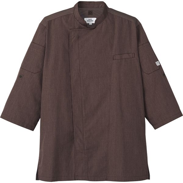 チトセ コックシャツ（七分袖） 兼用 杢ブラウン S AS-8609（取寄品）