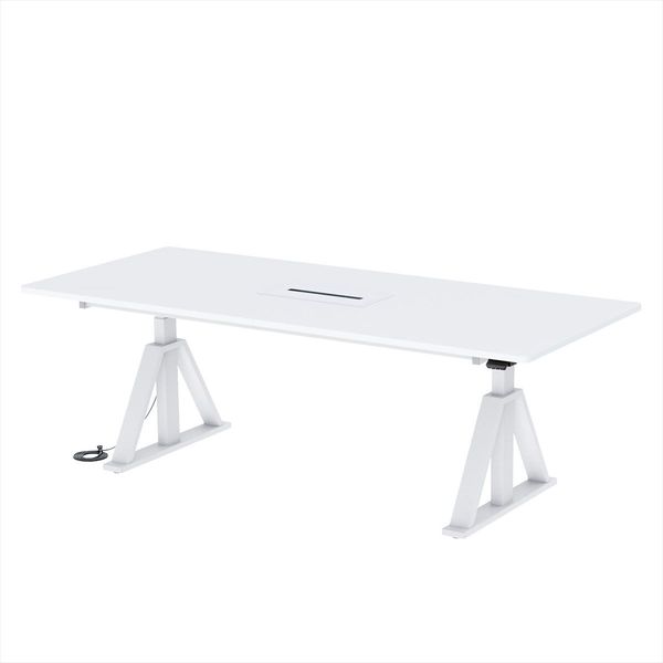 サンワサプライ 電動昇降ミーティングデスク ハイ 幅2100×奥行900×高さ623～1273mm ホワイト ERD-MTGN21090W 1台（直送品）