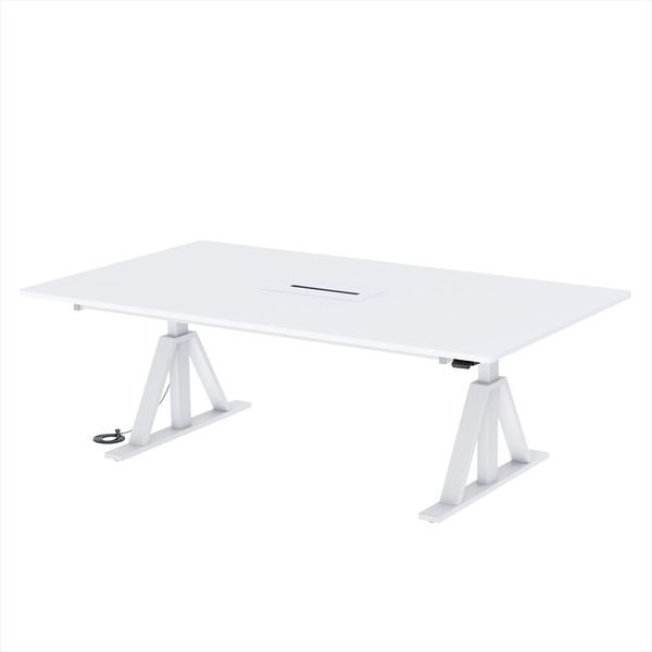 サンワサプライ 電動昇降ミーティングデスク ハイ 幅2100×奥行1200×高さ623～1273mm ホワイト ERD-MTGN210120W 1台（直送品）