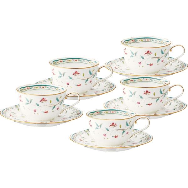 【ギフト包装】 ノリタケ 花更紗 カップ＆ソーサー（5客） 花更紗 ノリタケ F59387A/4409（直送品） 14,049円