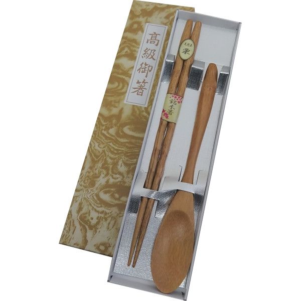 【3箱セット】彫刻木箸・スプーンセット 4F41-5  （直送品）