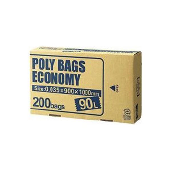 【新品】ポリバッグ エコノミー 200枚 BOX 透明 90L PBE-N90-200