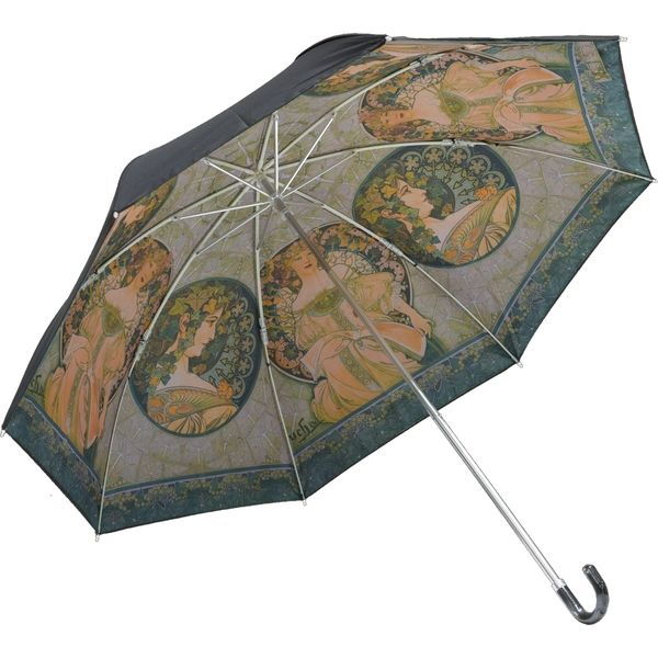 ミュベール 傘 新品 muveil 晴雨兼用 てんとう虫 折り畳み傘 ネイビー ユーパワー 名画折りたたみ傘～晴雨兼用～（ミュシャ「蔦と夢想