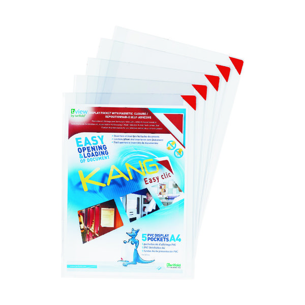 TARIFOLD カング イージークリック 粘着タイプ A5サイズ 5枚入り レッド 195770 1セット(5枚) 149-1439（直送品）