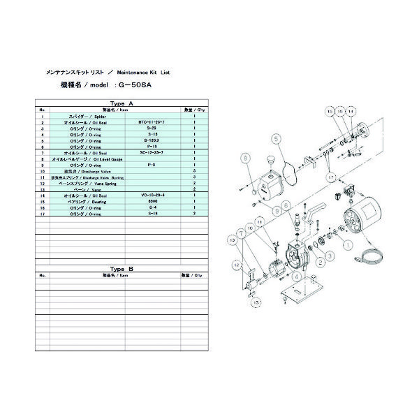 アルバック機工 ULVAC G-50SA用メンテナンスキット G-50SA