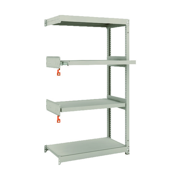 TRUSCO スチールラック M1.5型軽中量棚 860×445×H1500 4段うちスライド2段 連結 M1.5-5342M2B（直送品）