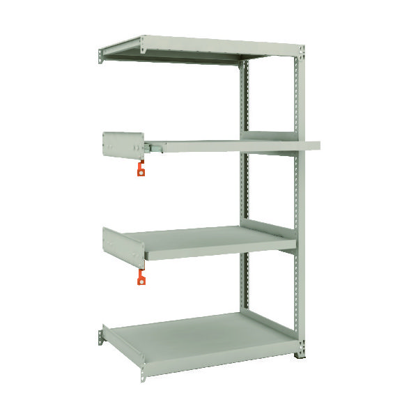 TRUSCO スチールラック M2型軽中量棚 860×600×H1500 4段うちスライド2段 連結 M2-5362M2B 1セット(1個)（直送品）