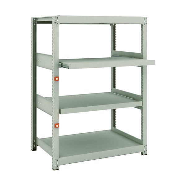 TRUSCO スチールラック M2型軽中量棚 860X600XH1200 4段うちスライド2段 単体 M2-4362M2 1台(1個)（直送品）