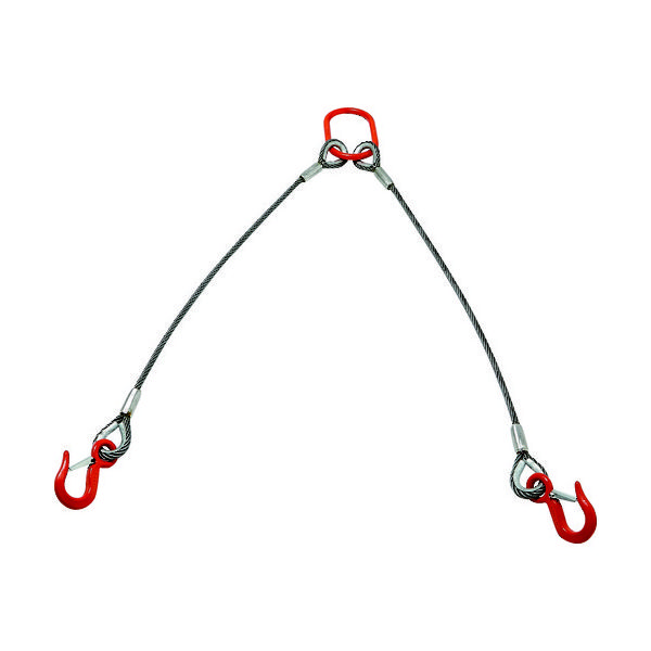 トラスコ中山 TRUSCO 2本吊り玉掛けワイヤロープスリング アルミロックスリング フック付き 12mmX1m TWEL-2P-12S1 1セット（直送品）
