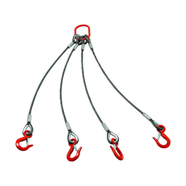 トラスコ中山 TRUSCO 4本吊りアルミロックスリング フック付き 6mmX2m TWEL-4P-6S2 1セット 160-6400（直送品）
