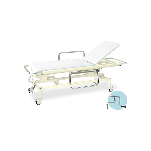 高田ベッド製作所 手動GSストレッチャー100 幅60×長さ200(座シート180)×高さ48~86cm 白 TB-626 1個（直送品）