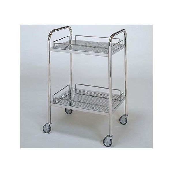 柏ステンレス工業 ステンレスワゴン アーチ型回診車S (パンチング枠付) 2段 ステンレスパンチングワゴンMB-2UP-S 1個（直送品）