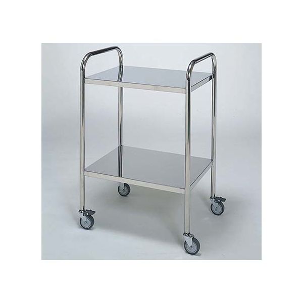 柏ステンレス工業 ステンレスワゴン アーチ型回診車S (枠無) 2段 ステンレスワゴンMB-2UF-S 1個 62-2714-63（直送品）
